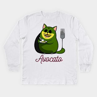 Crazzy Avocato Cat Avocado Vegan And Cat Lover Kitten Kids Long Sleeve T-Shirt